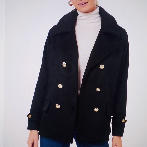 Wool Dark Pea Coat - Picture 1 of 7